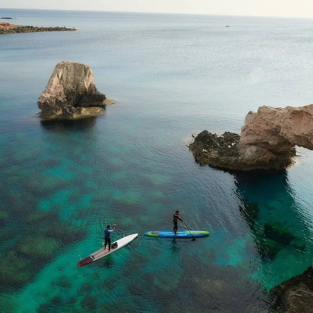 Scenic paddle boarding experience along Ayia Napa coastline